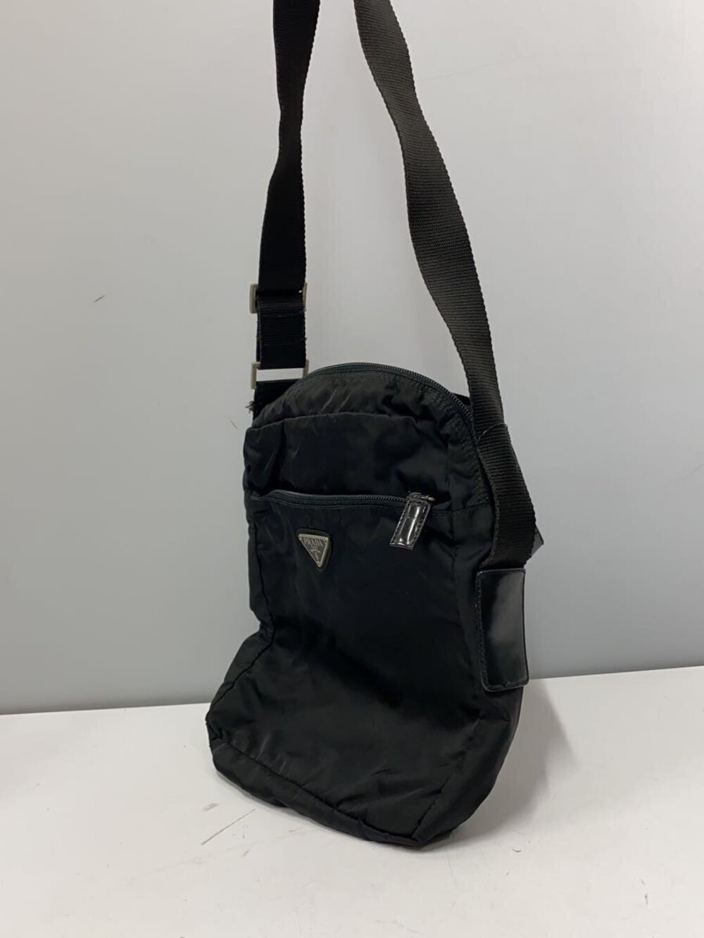 Prada Bag Black Shoulder Saffiano Leather Tessuto Black